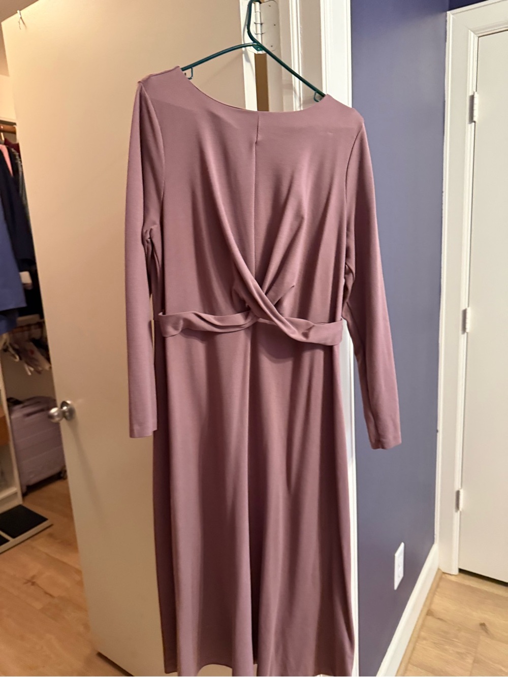 Eloquii Dusty Mauve Twist-Back Midi Dress